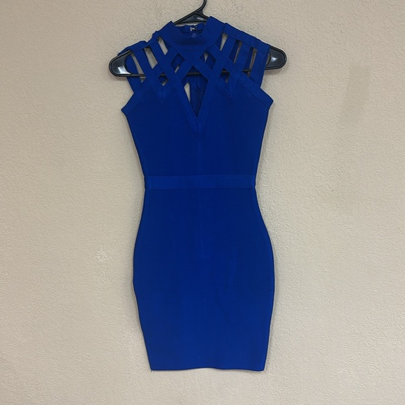 Herve Leger Blue Mini Dress - Picture 2 of 6